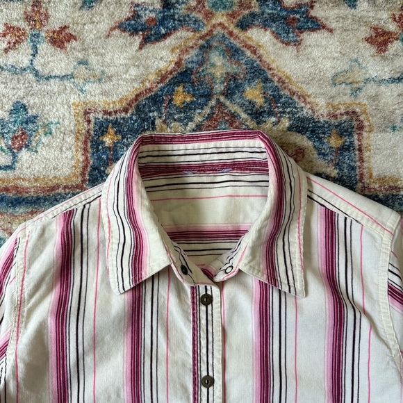 Vintage Pleated Striped Button-up Shirt Small - Picture 3 of 4